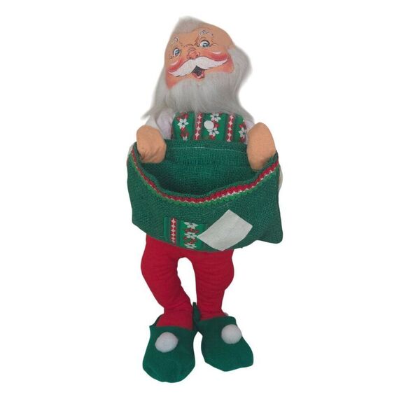 Vintage 80s Annalee Santa Claus Gift Bag Figure 20" Christmas - Picture 1 of 7